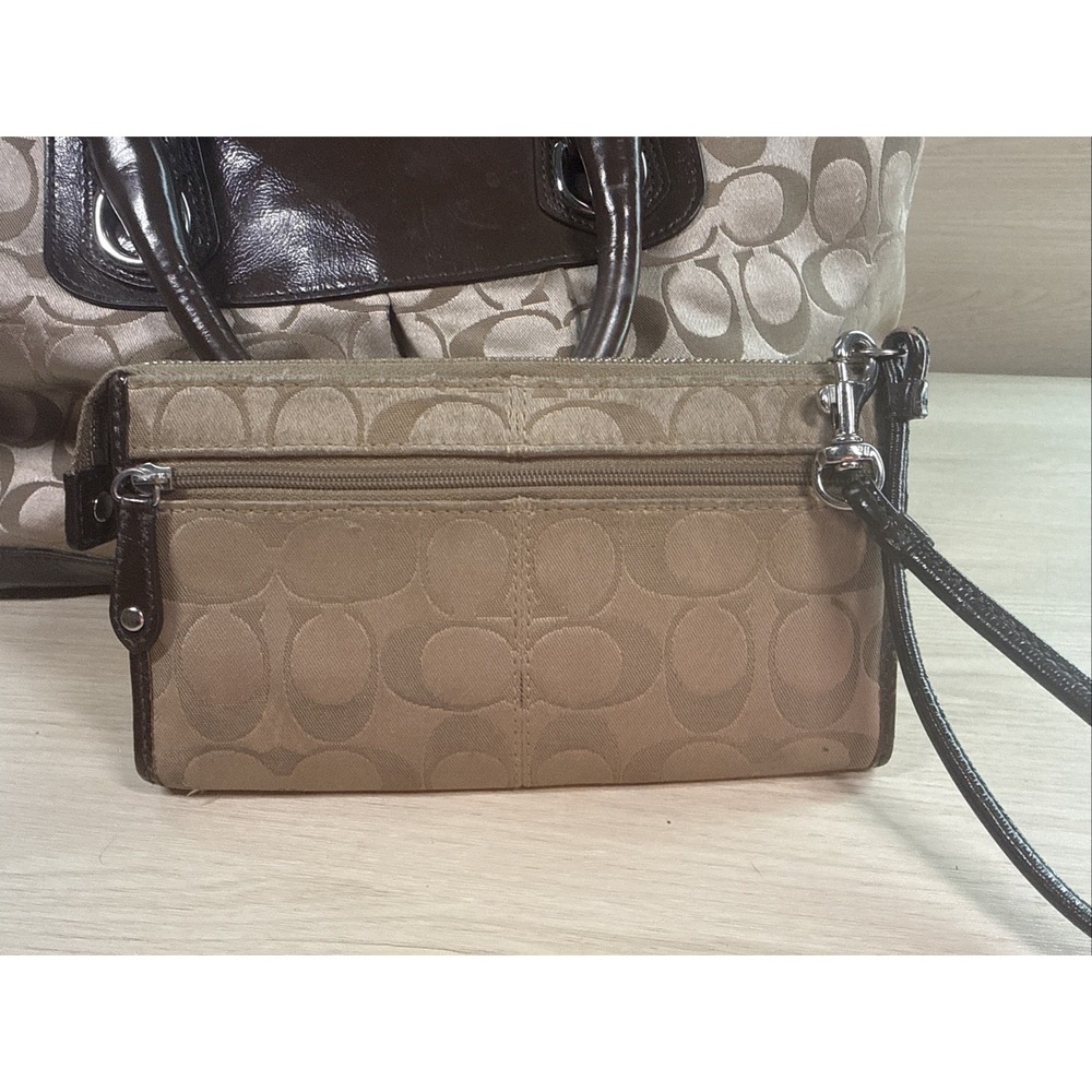 Coach Signature Sateen Ashley Satchel Bag with‎ Matching Wallet F15440 Tan Brown - Picture 11 of 15